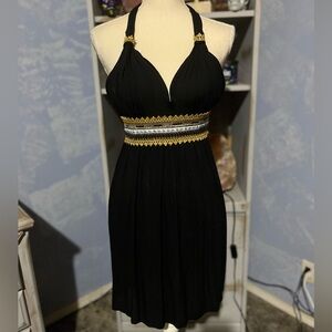 Boutique Black and Gold Backless Dress